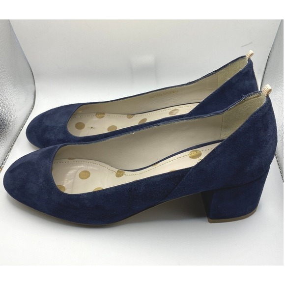 Boden Navy Blue Suede Block Heel Pumps 39 | 8 Round Toe Classic Office Shoe - Picture 1 of 12